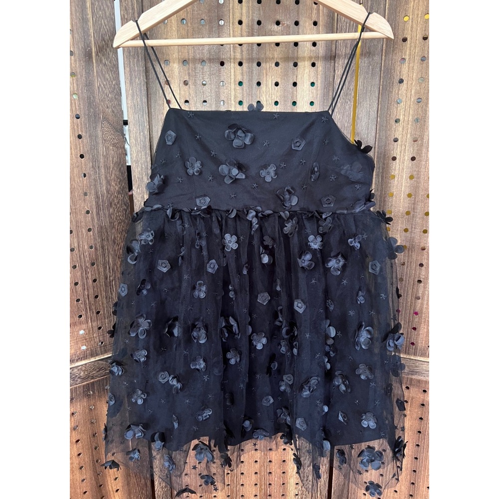 TRIXXI Clothing Company Black Party Dress Size M Tulle Flowers Stars Whimsigoth